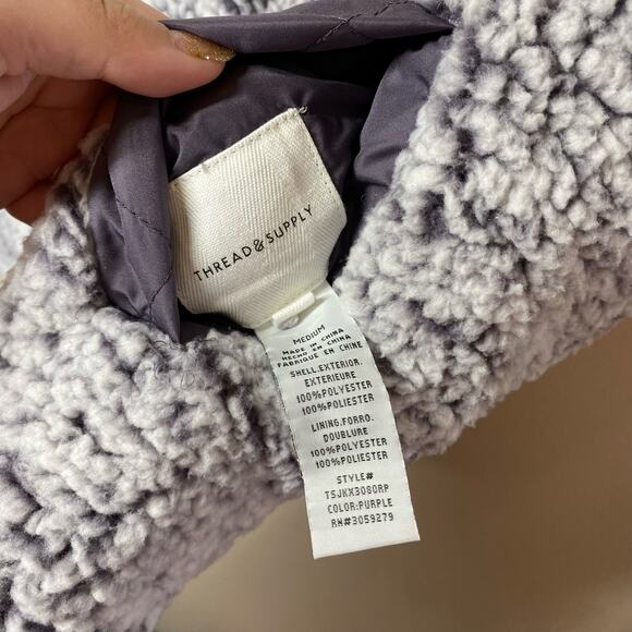 NEW Thread & Supply Purple Sherpa Quilted Reversible Vest Size Medium - Picture 8 of 11